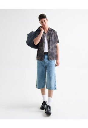 Camisa Resort Estampado De Manchas  Para Hombre Verde Seven Seven