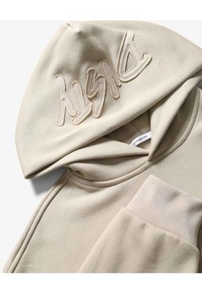 Buzo Hoodie Con Bordado Posterior  Para Hombre Beige Seven Seven