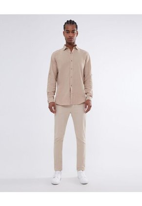 Camisa Para Hombre Manga Larga  Color Camel Marca Seven Seven #45012037