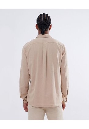 Camisa Para Hombre Manga Larga  Color Camel Marca Seven Seven #45012037