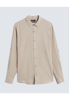 Camisa Para Hombre Manga Larga  Color Camel Marca Seven Seven #45012037