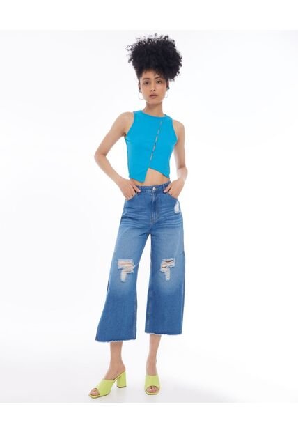 Jean Para Mujer Culotte Color Azul Medio Marca Seven Seven #28160705