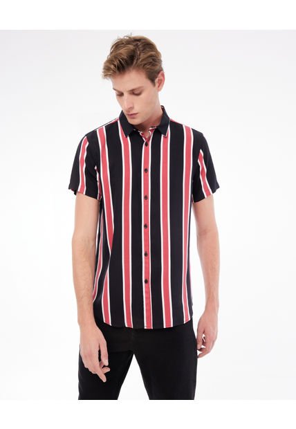 Camisa Para Hombre Manga Corta  Color Negro Marca Seven Seven #45011827