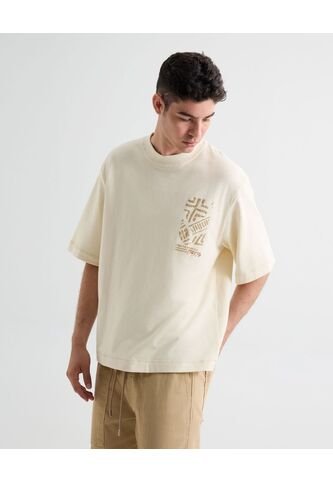 Camiseta Para Hombre Manga Corta Cuello Redondo Color Crema Marca Seven Seven #45092699 Seven Seven