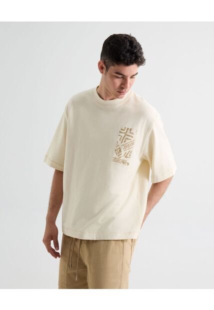 Camiseta Para Hombre Manga Corta Cuello Redondo Color Crema Marca Seven Seven #45092699