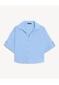 Camisa Cropped Resort Manga Corta  Para Mujer Azul Seven Seven de Seven Seven