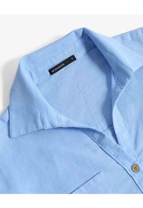Camisa Cropped Resort Manga Corta  Para Mujer Azul Seven Seven