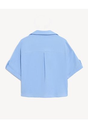 Camisa Cropped Resort Manga Corta  Para Mujer Azul Seven Seven