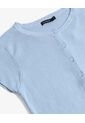 Top Tejido Abotonado Manga Corta  Para Mujer Azul Seven Seven de Seven Seven