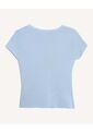 Top Tejido Abotonado Manga Corta  Para Mujer Azul Seven Seven de Seven Seven