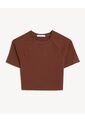 Camiseta Cropped Beisbolera  Para Mujer Café Seven Seven de Seven Seven