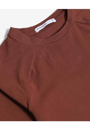 Camiseta Cropped Beisbolera  Para Mujer Café Seven Seven