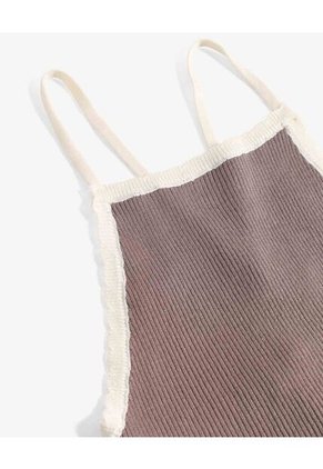 Top Tejido Sin Mangas Espalda Cruzada  Para Mujer Café Seven Seven