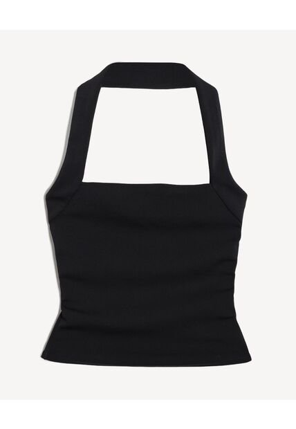 Top Halter Cuello Choker Sin Espalda  Para Mujer Negro Seven Seven