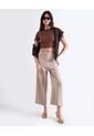 Camiseta Cropped Beisbolera  Para Mujer Café Seven Seven de Seven Seven