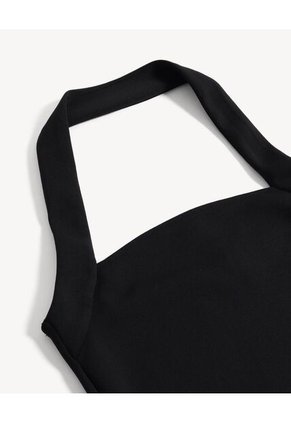 Top Halter Cuello Choker Sin Espalda  Para Mujer Negro Seven Seven