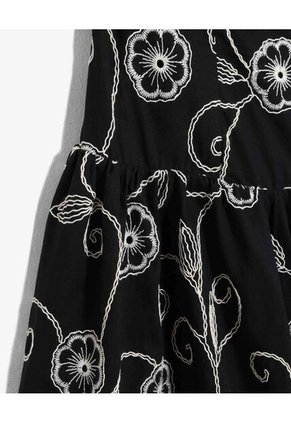 Vestido Strapless Bordado Floral  Para Mujer Negro Seven Seven