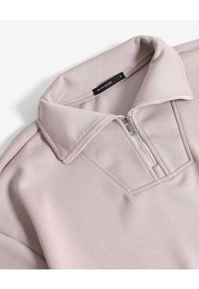 Buzo Cuello Tipo Polo Half Zipper  Para Mujer Taupe Seven Seven