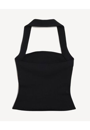 Top Halter Cuello Choker Sin Espalda  Para Mujer Negro Seven Seven