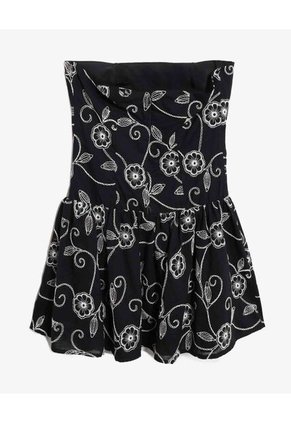 Vestido Strapless Bordado Floral  Para Mujer Negro Seven Seven