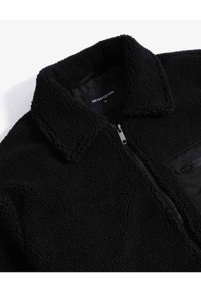 Chaqueta Afelpada Con Bolsillos  Para Hombre Negro Seven Seven
