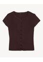 Top Tejido Abotonado Manga Corta  Para Mujer Café Seven Seven de Seven Seven
