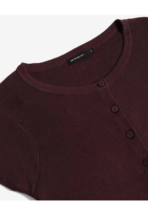 Top Tejido Abotonado Manga Corta  Para Mujer Café Seven Seven