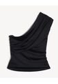Top Drapeado Asimétrico  Para Mujer Negro Seven Seven de Seven Seven