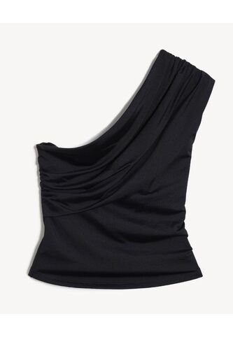 Top Drapeado Asimétrico  Para Mujer Negro Seven Seven Seven Seven