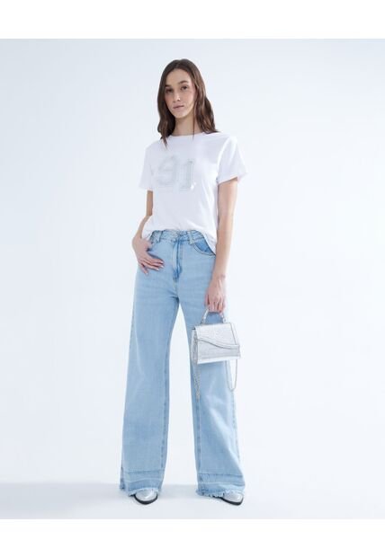 Jean Para Mujer Wide-Leg Color Azul Medio Marca Seven Seven #28160849