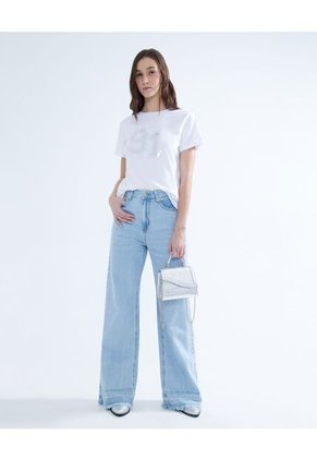 Jean Para Mujer Wide-Leg Color Azul Medio Marca Seven Seven #28160849