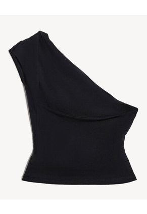 Top Drapeado Asimétrico  Para Mujer Negro Seven Seven