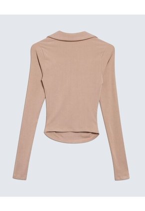 Camiseta Para Mujer Manga Larga Cuello V Color Taupe Marca Seven Seven #28096140