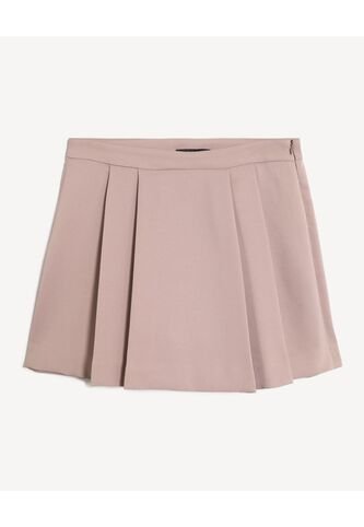 Falda Mini Plisada Tiro Medio  Para Mujer Beige Seven Seven Seven Seven