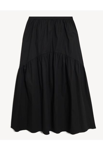 Falda Midi Escalonada Cintura Elástica  Para Mujer Negro Seven Seven
