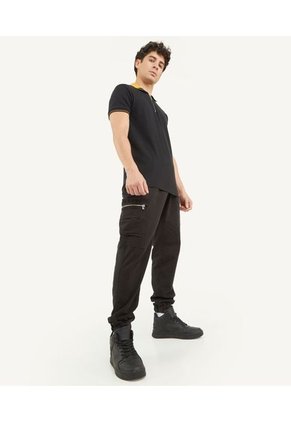 Polo Cuello Tejido Sin Bolsillo Hombre Seven Algodón Negro 45110701-10