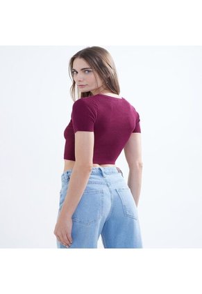 Camiseta Para Mujer Manga Corta Color Vino Marca Seven Seven #28095600