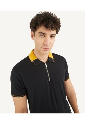 Polo Cuello Tejido Sin Bolsillo Hombre Seven Algodón Negro 45110701-10