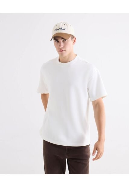 Camiseta Regular Con Cortes Laterales  Para Hombre Blanco Seven Seven