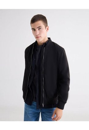 Chaqueta Bomber En Gamuza Para Hombre Negro Seven Seven