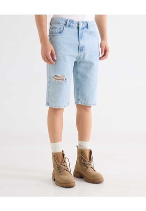 Bermuda Regular Con Desgastes  Para Hombre Azul Seven Seven