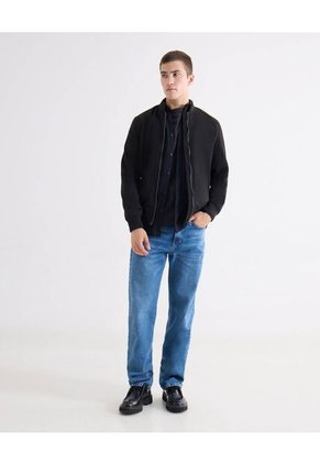 Chaqueta Bomber En Gamuza Para Hombre Negro Seven Seven