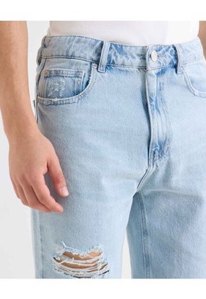 Bermuda Regular Con Desgastes  Para Hombre Azul Seven Seven