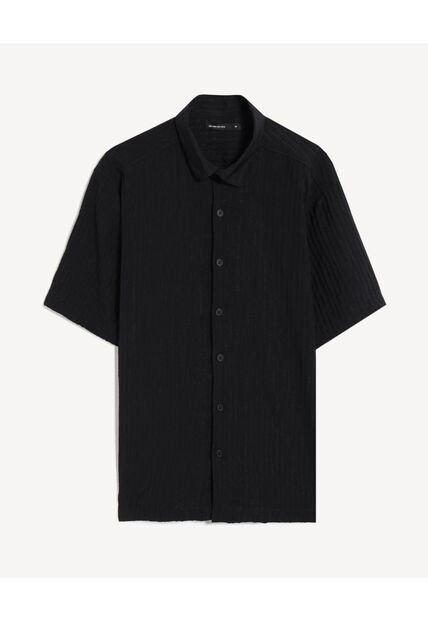 Camisa Relaxed Manga Corta  Para Hombre Negro Seven Seven