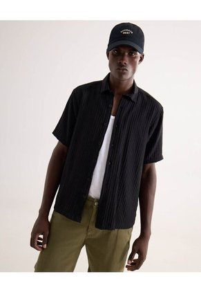 Camisa Relaxed Manga Corta  Para Hombre Negro Seven Seven