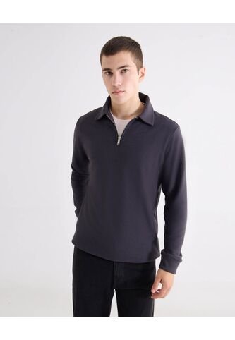 Buzo Polo Con Zipper  Para Hombre Azul Seven Seven Seven Seven