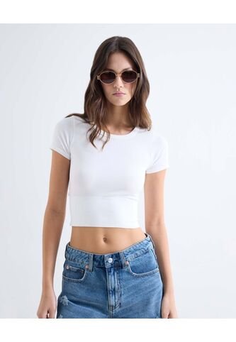 Camiseta Ajustada Flexible  Para Mujer Blanco Seven Seven Seven Seven