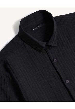 Camisa Relaxed Manga Corta  Para Hombre Negro Seven Seven