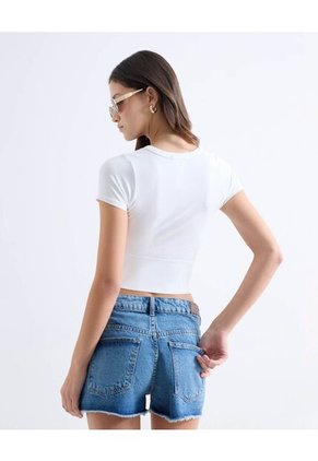 Camiseta Ajustada Flexible  Para Mujer Blanco Seven Seven