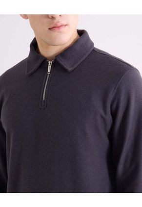 Buzo Polo Con Zipper  Para Hombre Azul Seven Seven